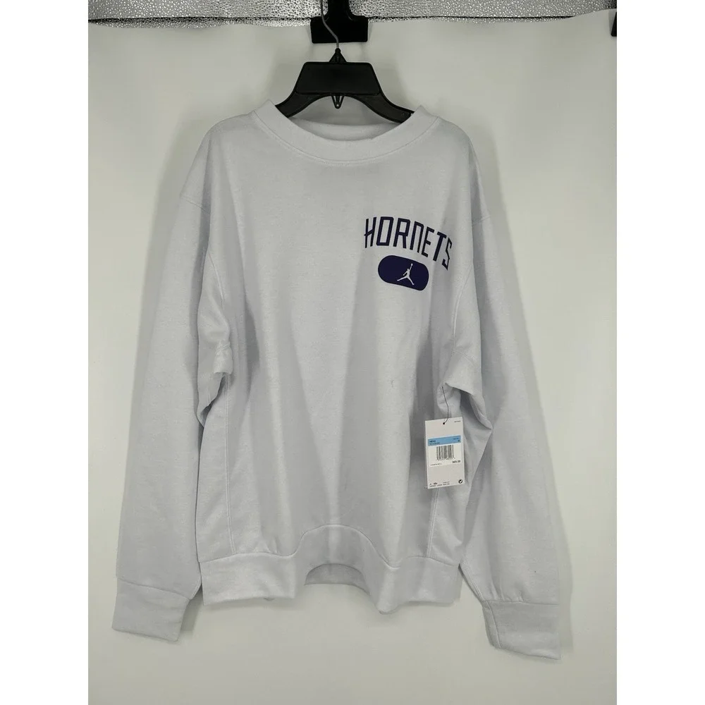Air Jordan Charolette Hornets Nike Dri Fit Crewneck Sweatshirt White Mens Medium